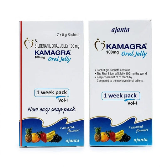 Kamagra Oral Jelly 100mg - 7 Assorted Flavors Weekly Pack - Jamaly